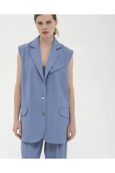 Жилет Sibil (Цвет Голубой, Размер 42/XS, Состав 86% вискоза, 14% шерсть)
