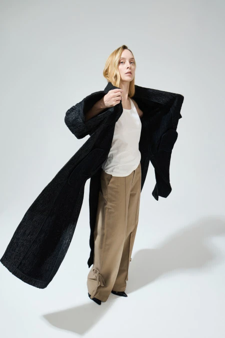 Пальто The Coat (Цвет Чёрный, Размер 44/S, Состав 38% хлопок 33% шерсть 17% полиамид)