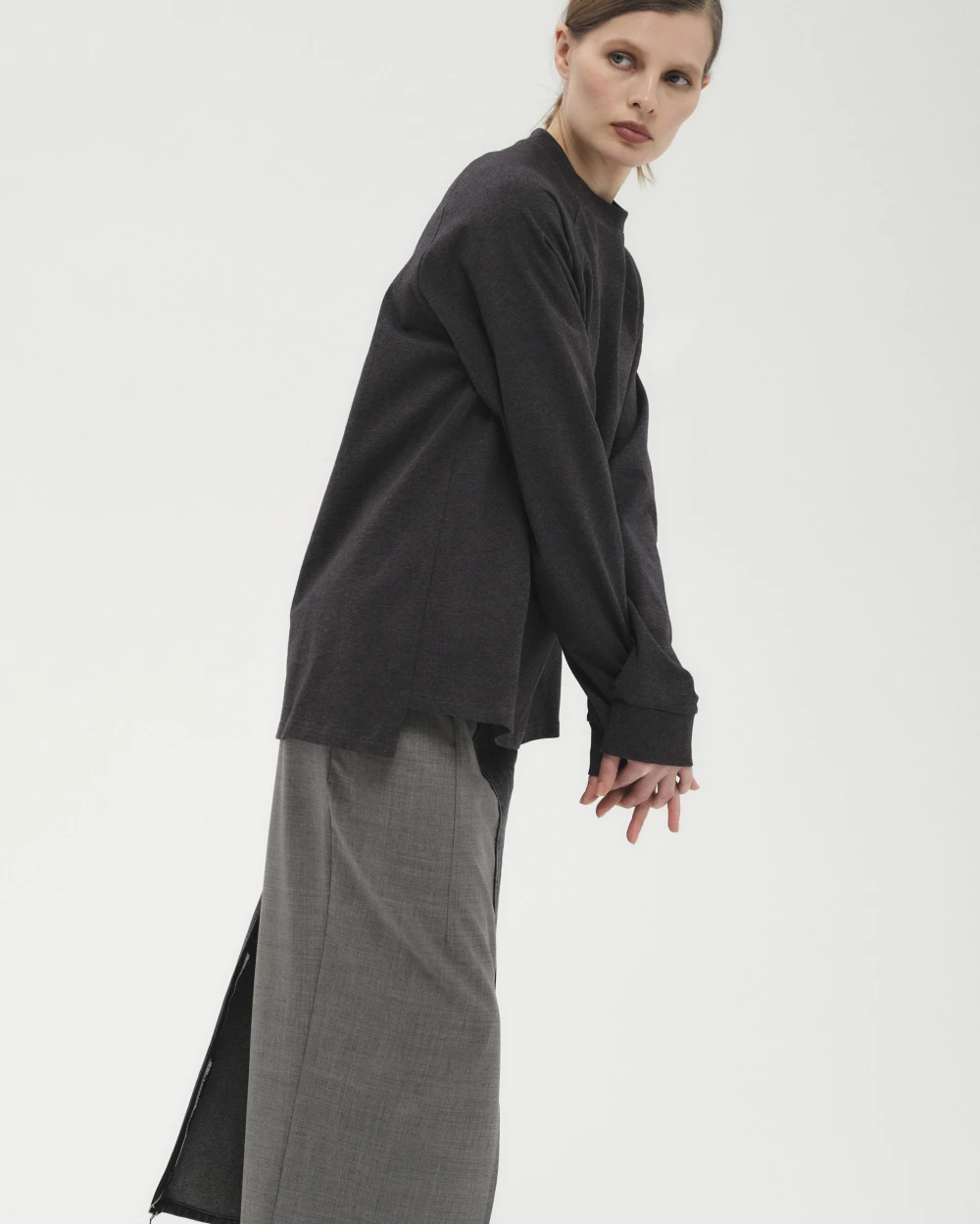 Лонгслив Clare (Цвет Тёмно-серый, Размер S, Состав 100% хлопок)