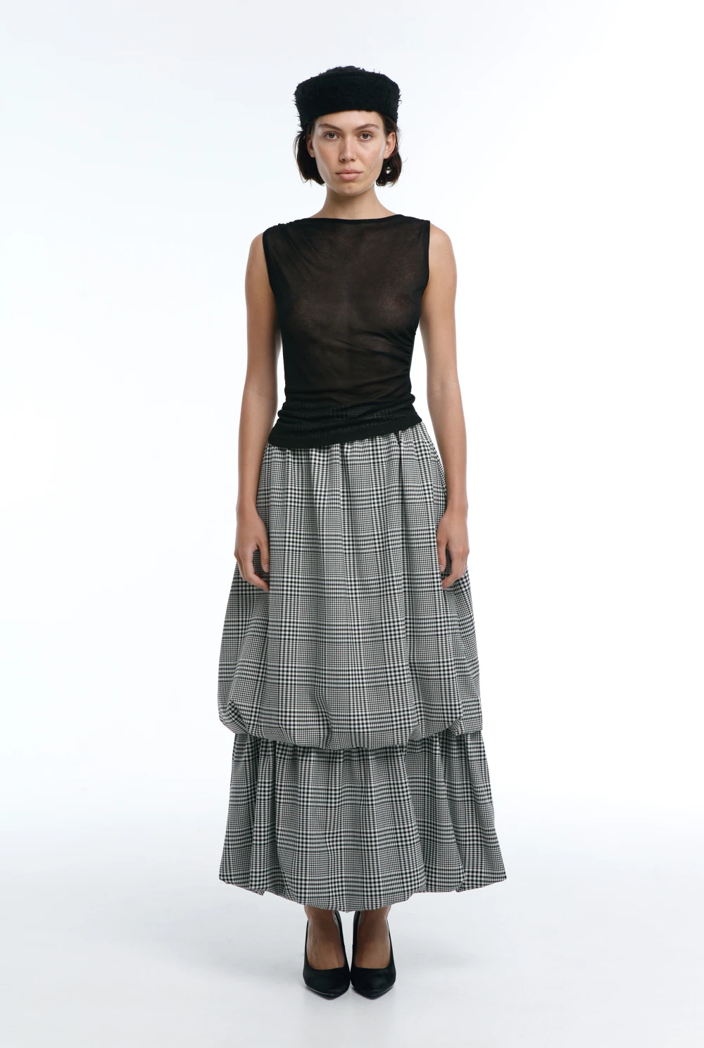 Юбка Cooperative (Цвет Чёрно-белая клетка, Размер 44/S, Состав 69% Полиэстер, 30% Вискоза, 1% Эластан)