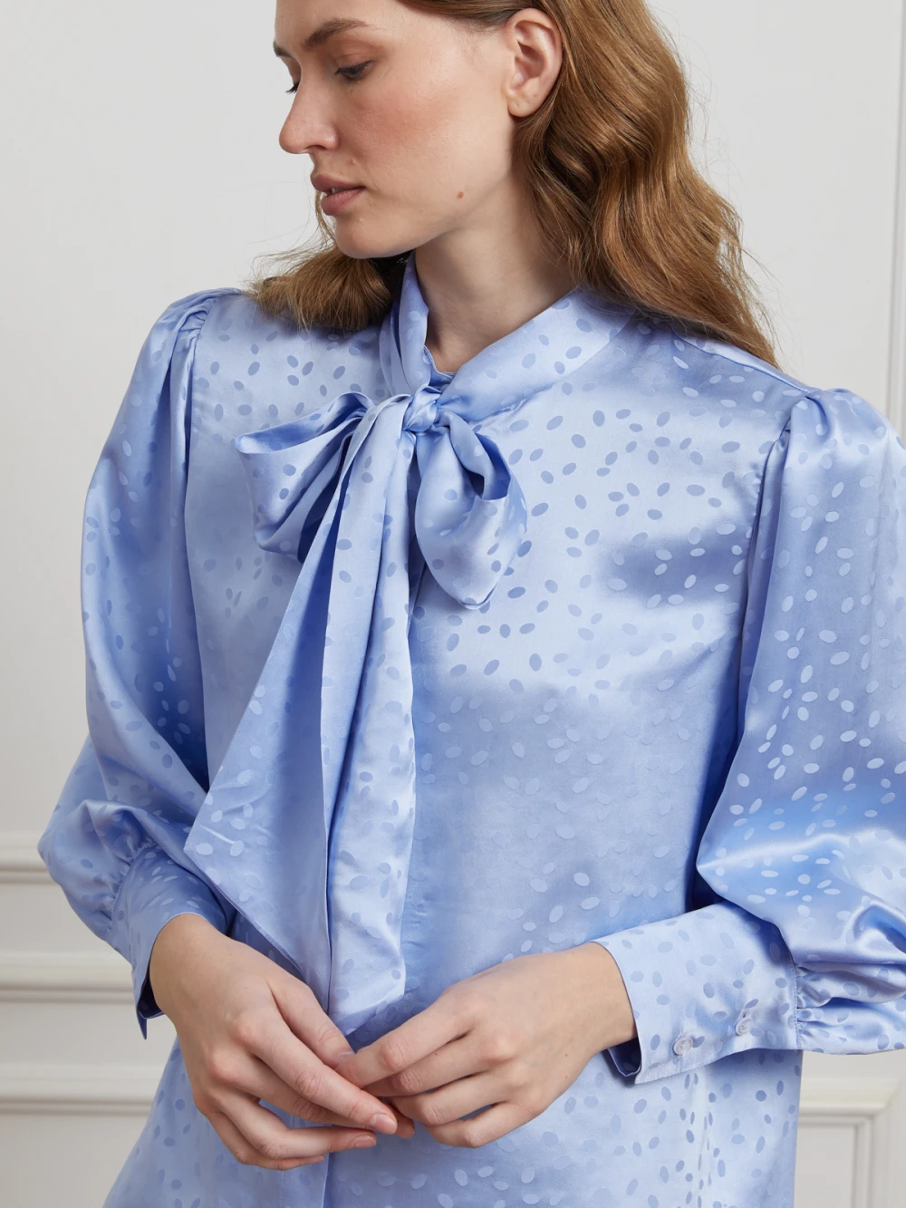 Блузка Tea (Цвет Голубой, Размер S, Состав 100% шёлк)