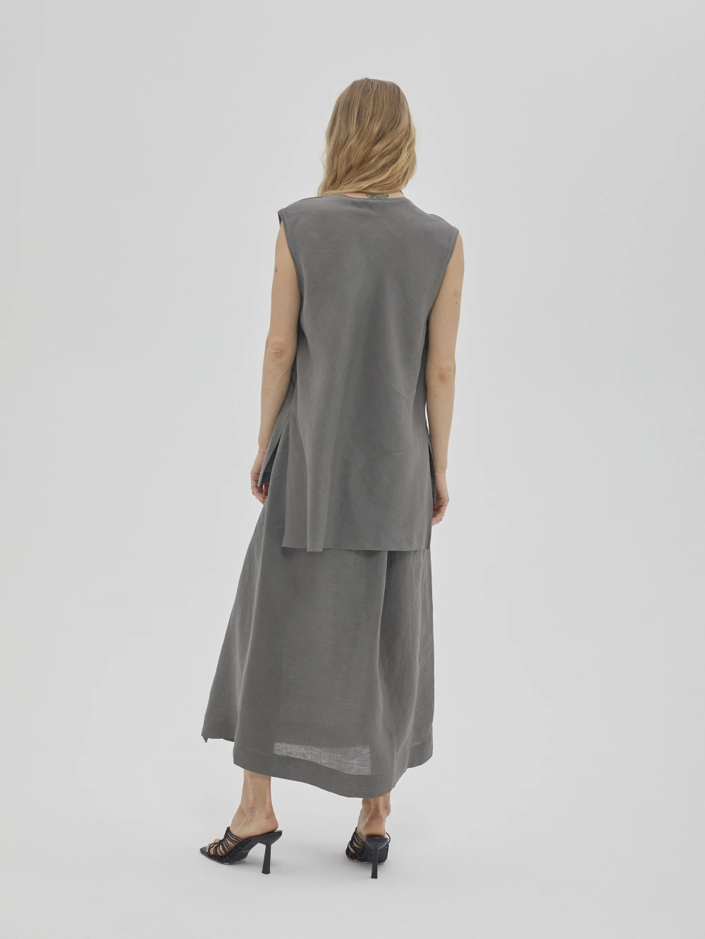 Юбка Lov (Цвет Серый в полоску, Размер XL, Состав 100% лён)