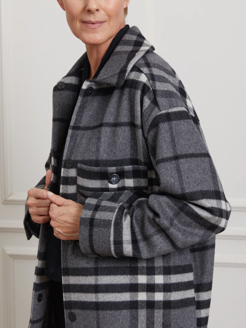 Куртка Esa (Цвет Тёмно-серый в клетку, Размер S, Состав 70% шерсть, 20% акрил, 10% кашемир)