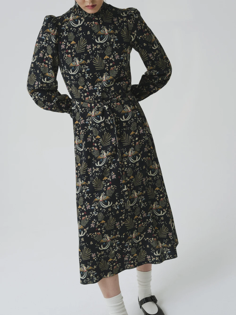 Платье Res (Цвет Тёмно-синий с анималистическим принтом, Размер S, Состав 50% шерсть, 50% вискоза)