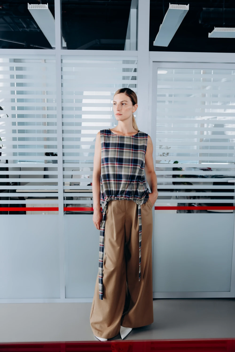 Топ Co-working ( Цвет Синий в клетку  )