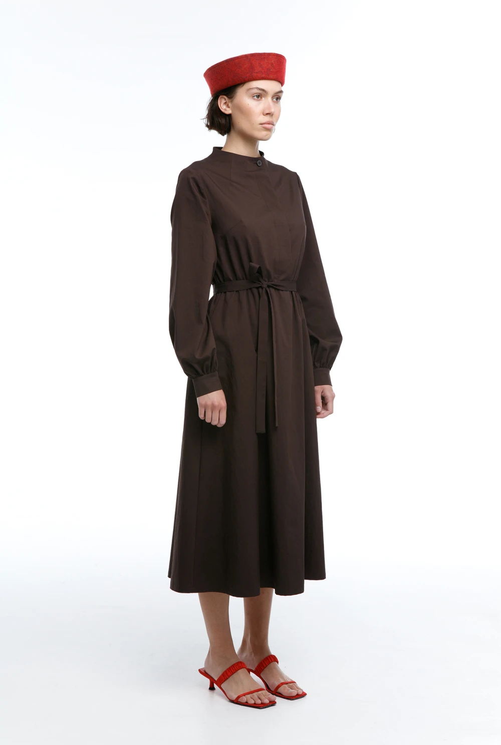 Платье Pioneer (Цвет Коричневый, Размер 44/S, Состав 63% Хлопок, 32% Полиэстер, 5% Эластан)