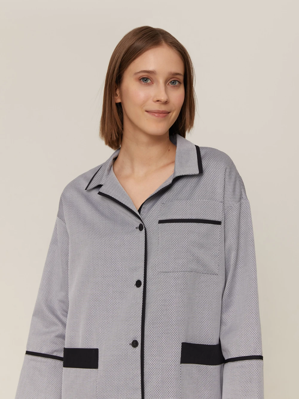 Пижама Alisa (Цвет Серый с узором, Размер S, Состав 100% хлопок)