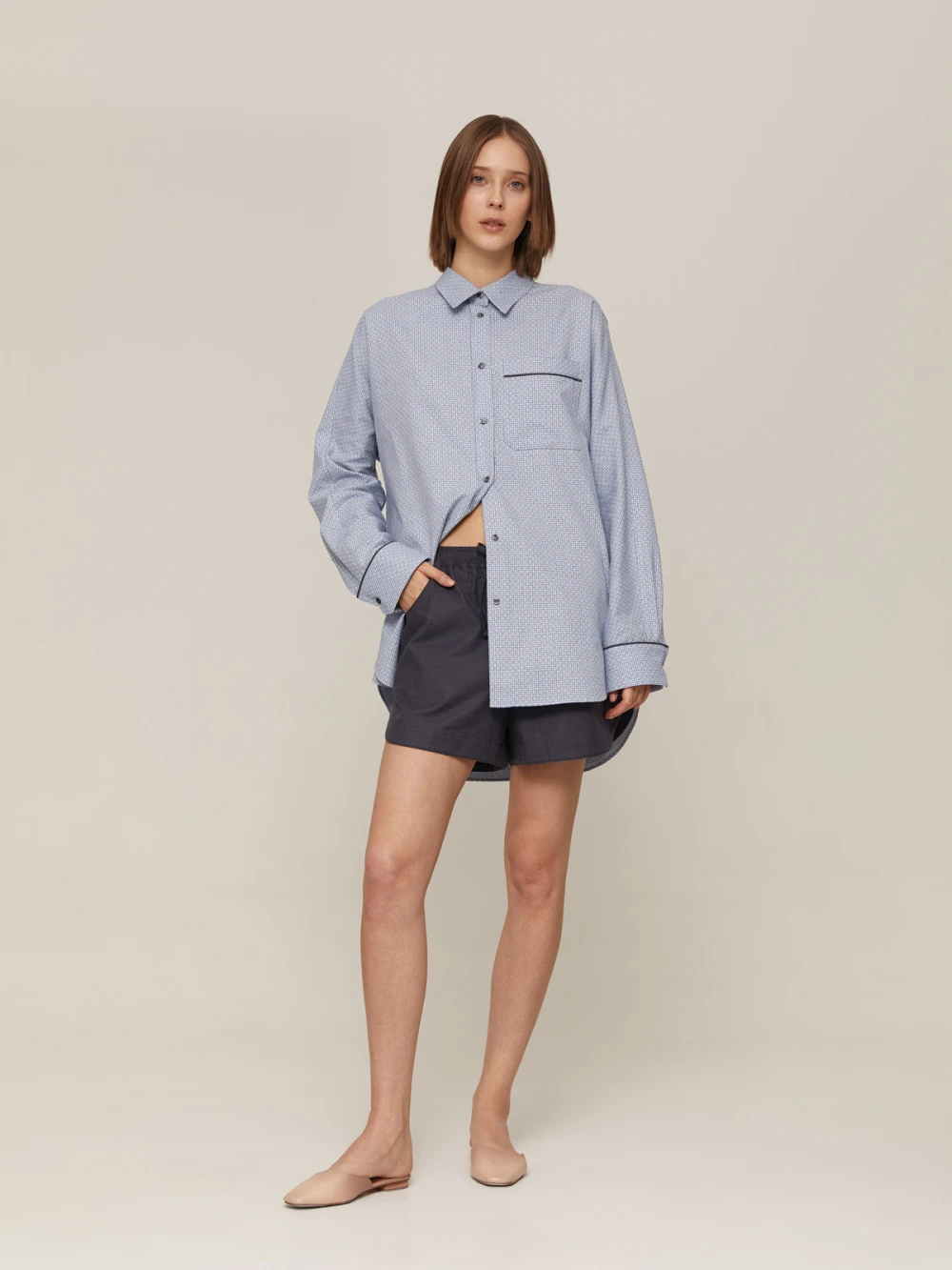 Костюм Atra (Цвет Голубой с узором/серый, Размер S, Состав 100% хлопок)