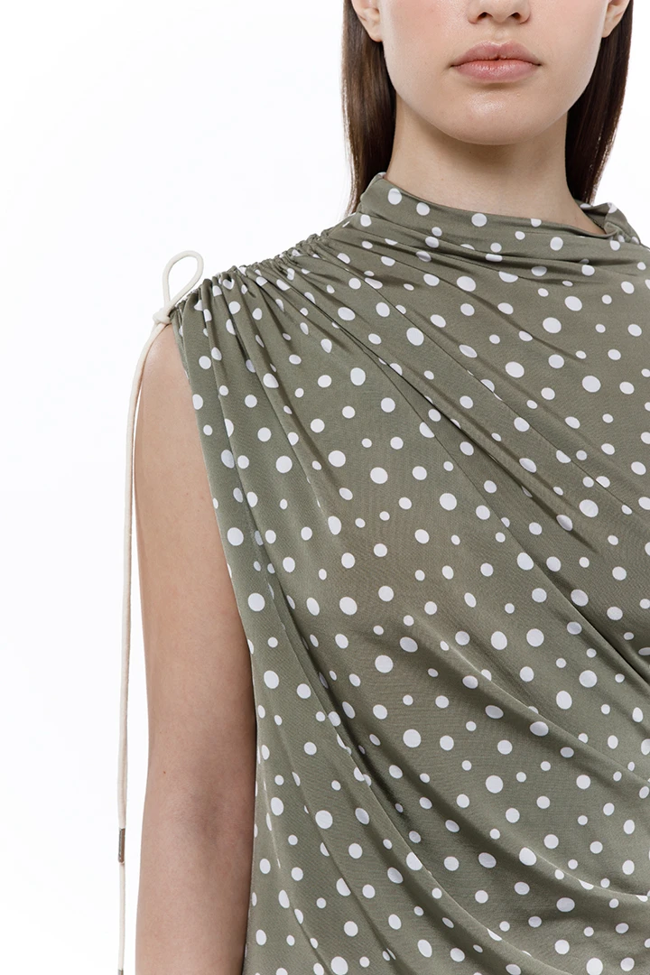 Платье Late again (Цвет Горох Хаки, Размер 44/S, Состав 96% вискоза, 4% эластан)