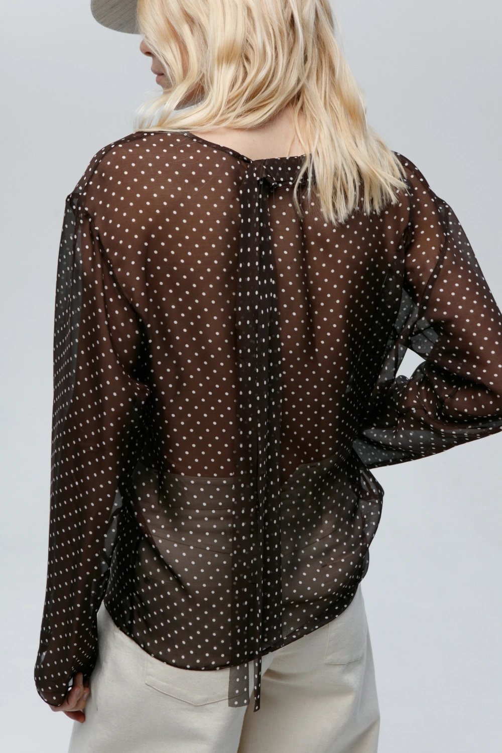 Лонгслив Dana (Цвет Коричневый в горох, Размер 44/S)