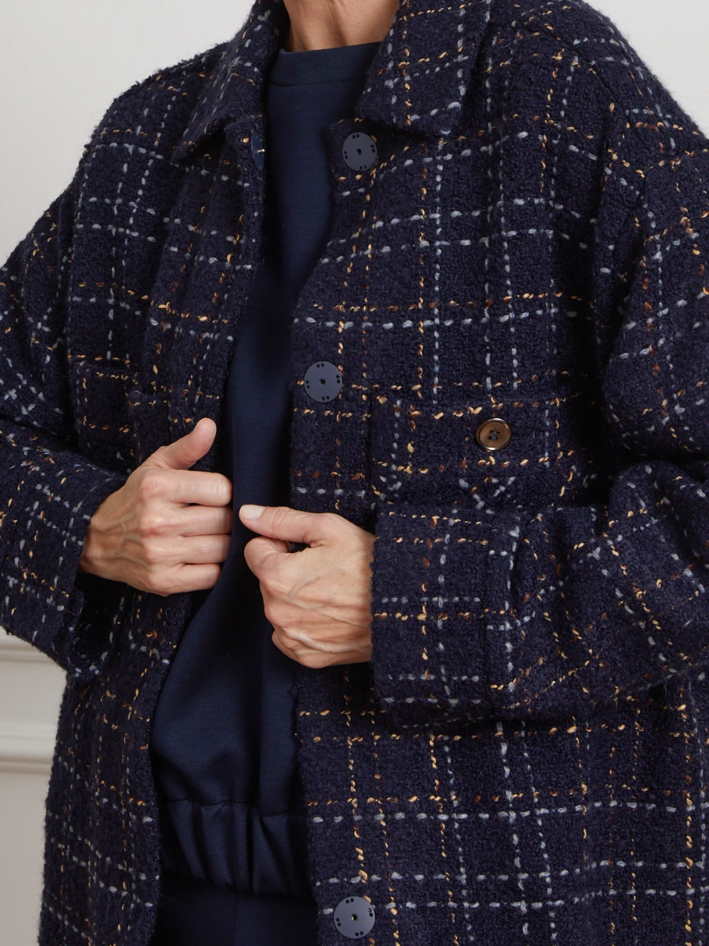 Куртка Esa (Цвет Тёмно-синий в клетку, Размер S, Состав 72% шерсть, 16% акрил, 12% вискоза)