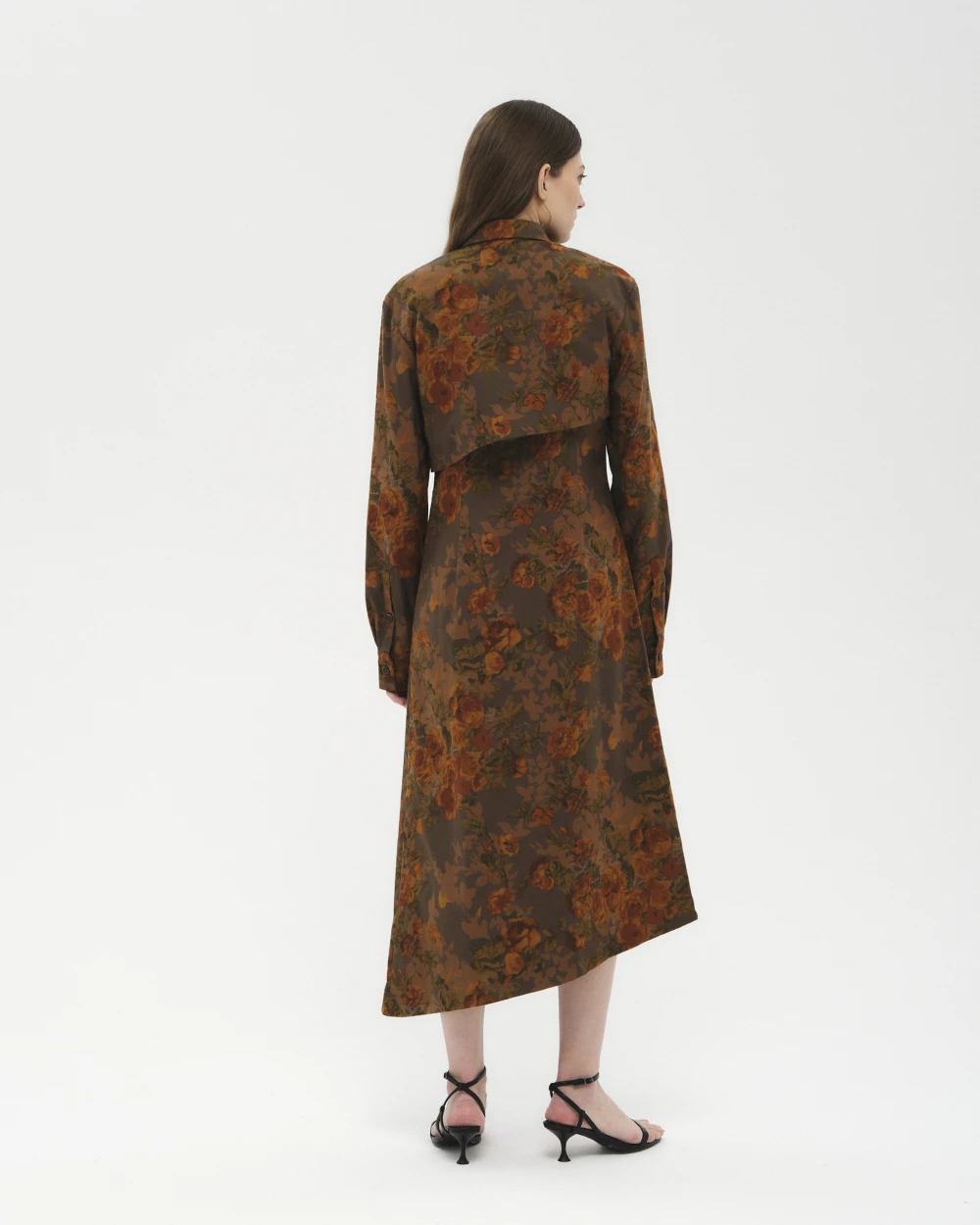 Платье Symphony (Цвет Бежевый с цветами, Размер S, Состав 100% хлопок)