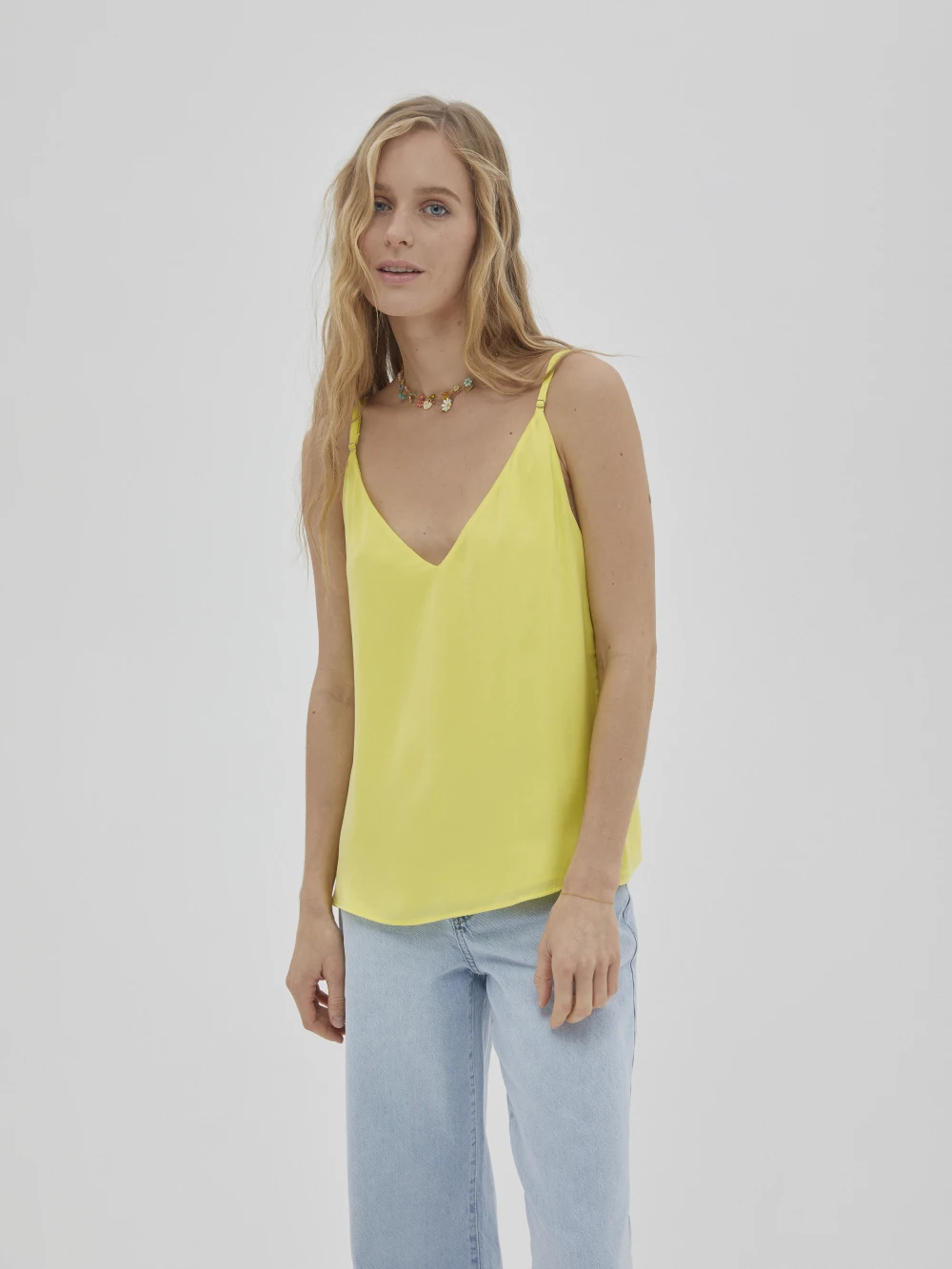 Топ на бретелях Sunna (Цвет Жёлтый, Размер XS, Состав 65% купро, 35% вискоза)