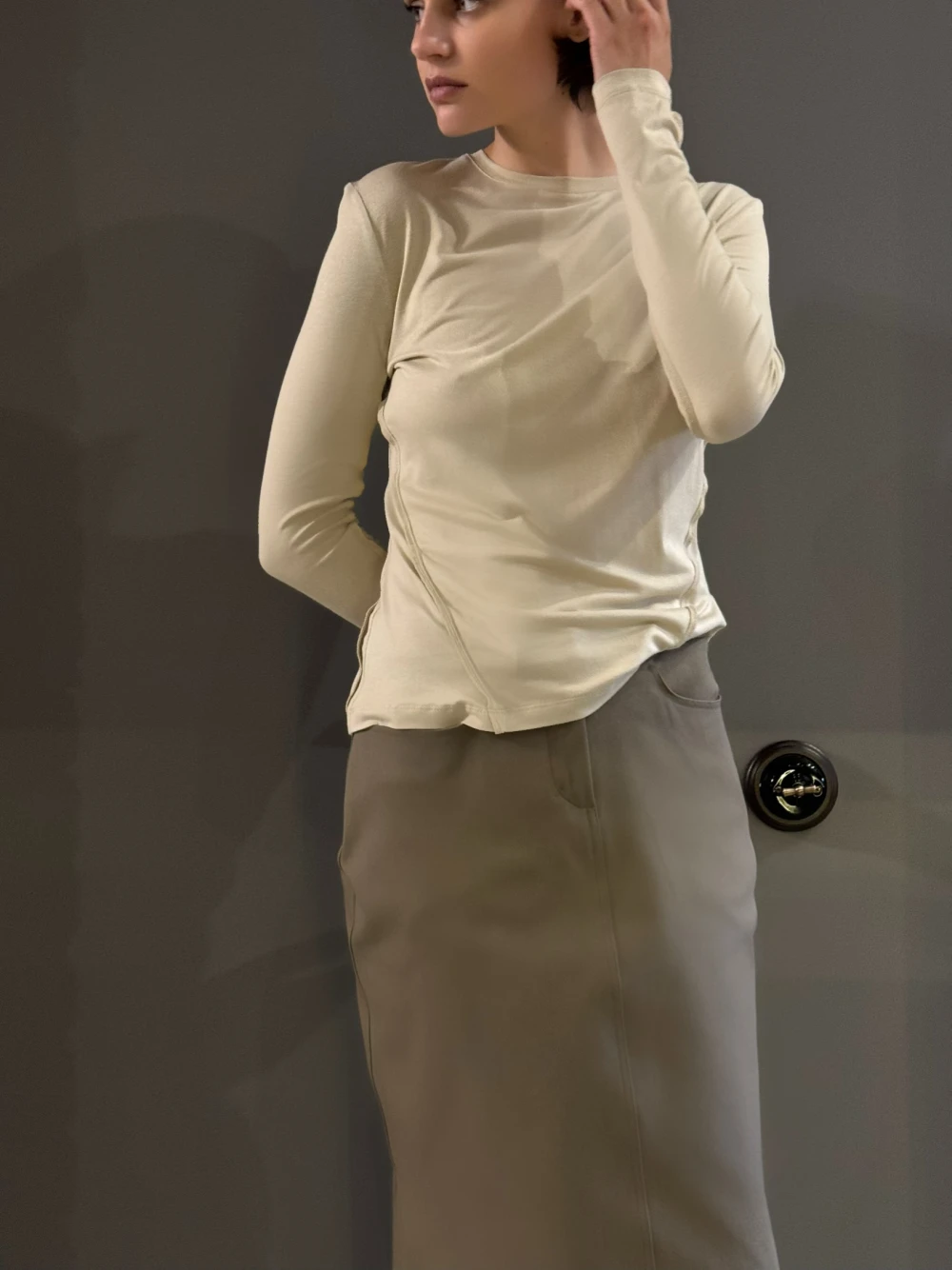 Лонгслив Devon (Цвет Светло-бежевый, Размер 44/S, Состав 95% вискоза, 5% эластан)