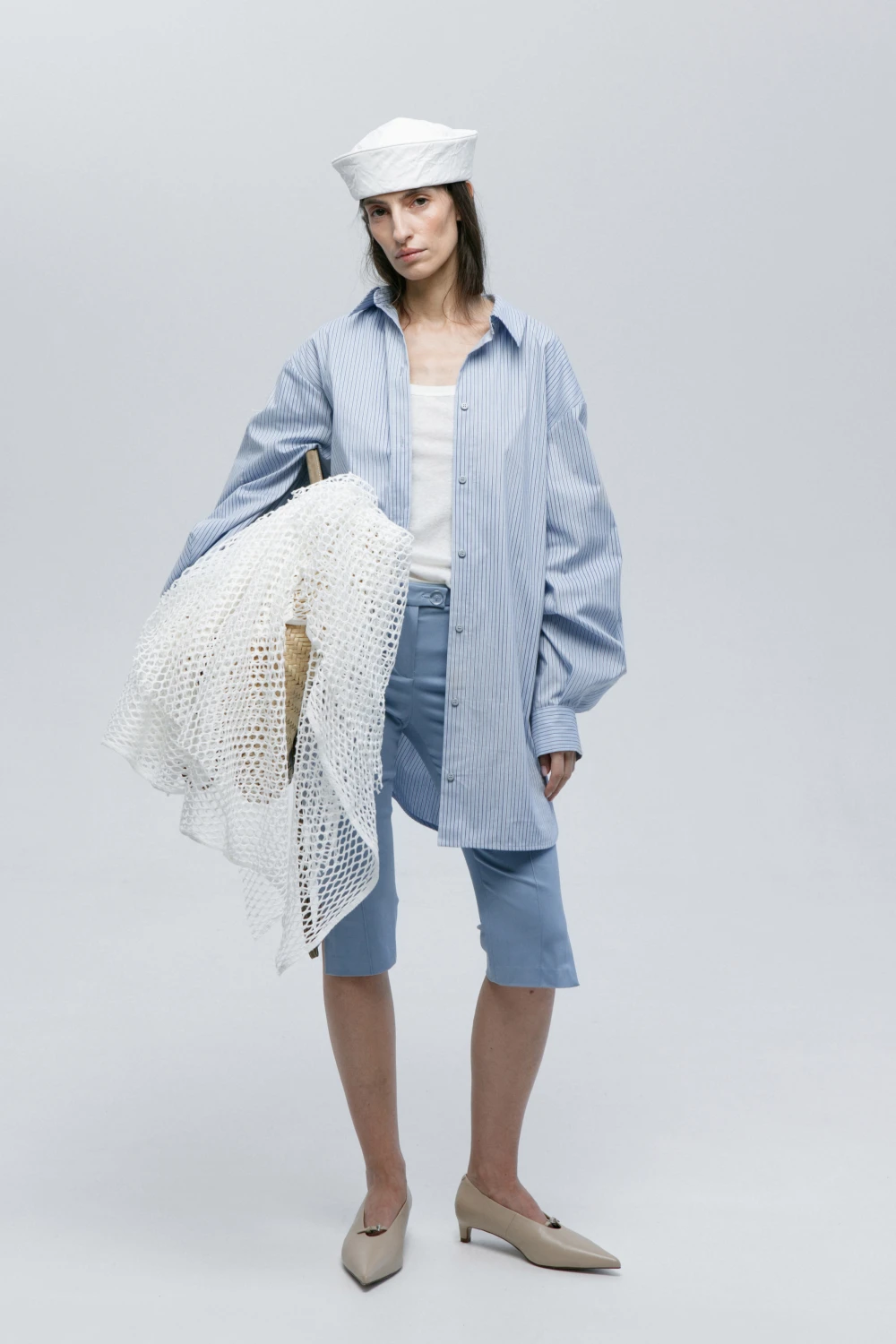 Платье-рубашка Elen (Цвет Голубой в полоску, Размер 44/S, Состав 80% Хлопок, 20% Полиамид)