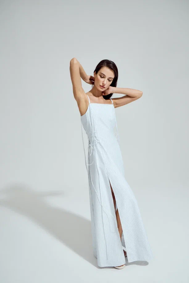 Платье Assol (Цвет Белый в синюю полоску, Размер 44/S, Состав 100% хлопок)