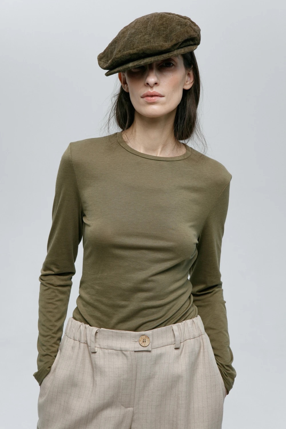 Лонгслив Baet (Цвет Хаки, Размер 44/S, Состав 100% Хлопок)