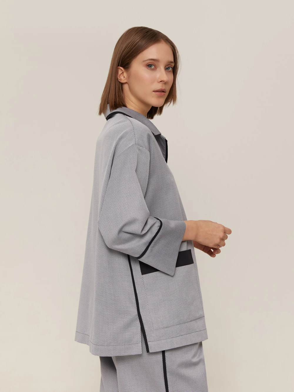 Пижама Alisa (Цвет Серый с узором, Размер S, Состав 100% хлопок)