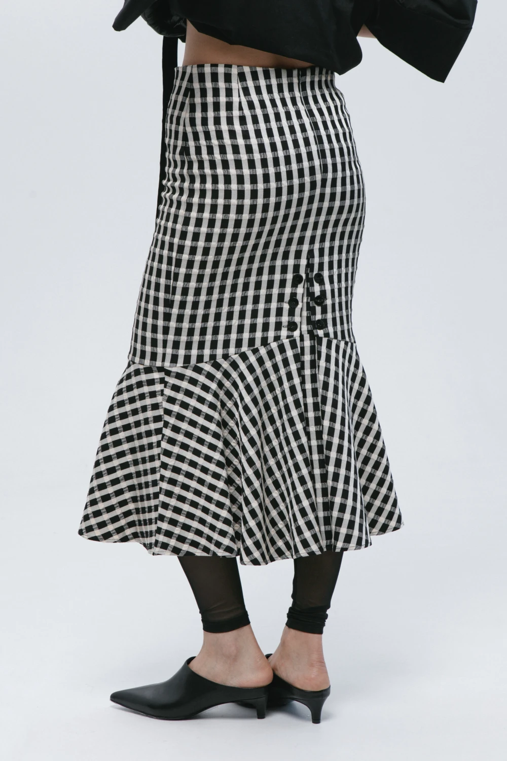 Юбка Garnec (Цвет Чёрно-золотой в клетку, Размер 44/S, Состав 64% Визкоза, 35% Полиэстер, 1% Эластан)