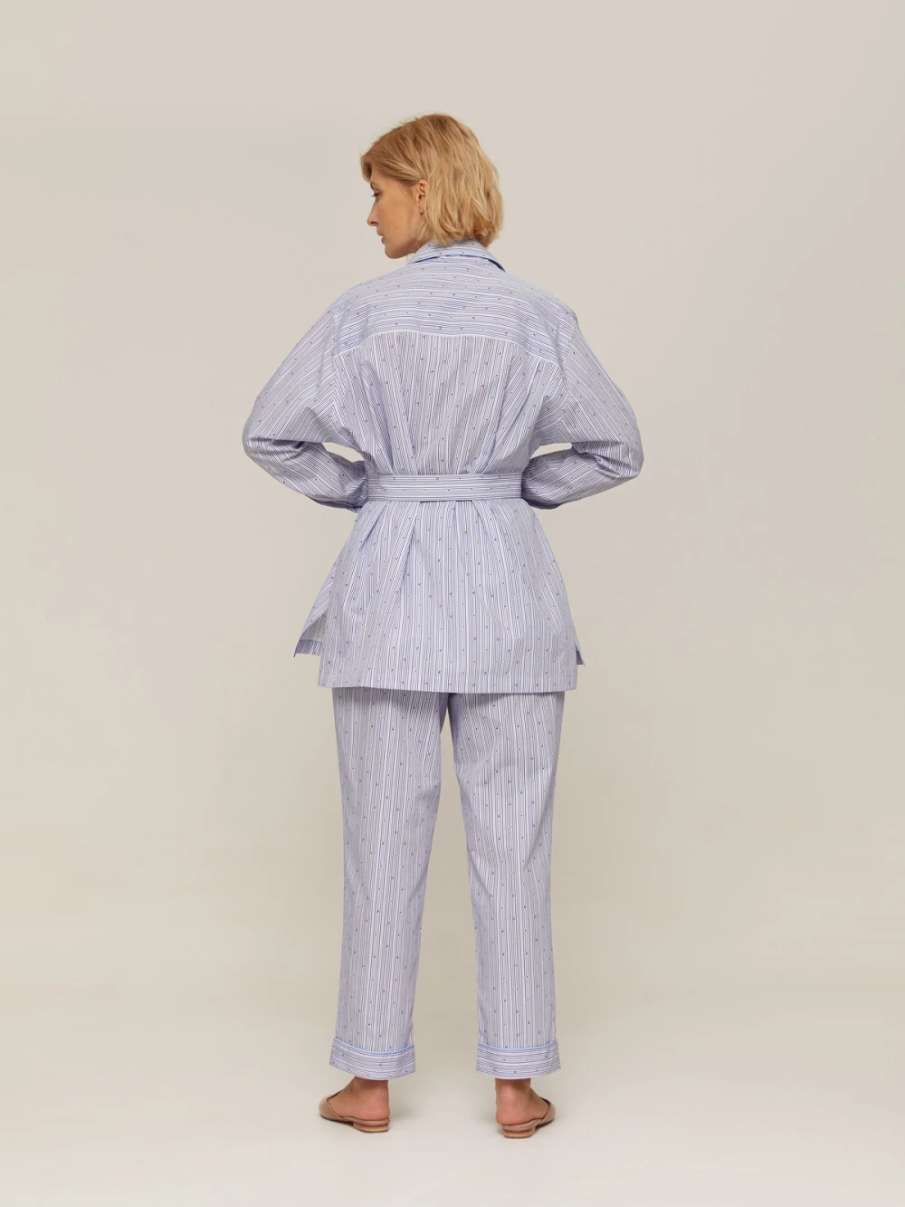 Костюм Aysha (Цвет Голубой в полоску с узором, Размер S, Состав 100% хлопок)