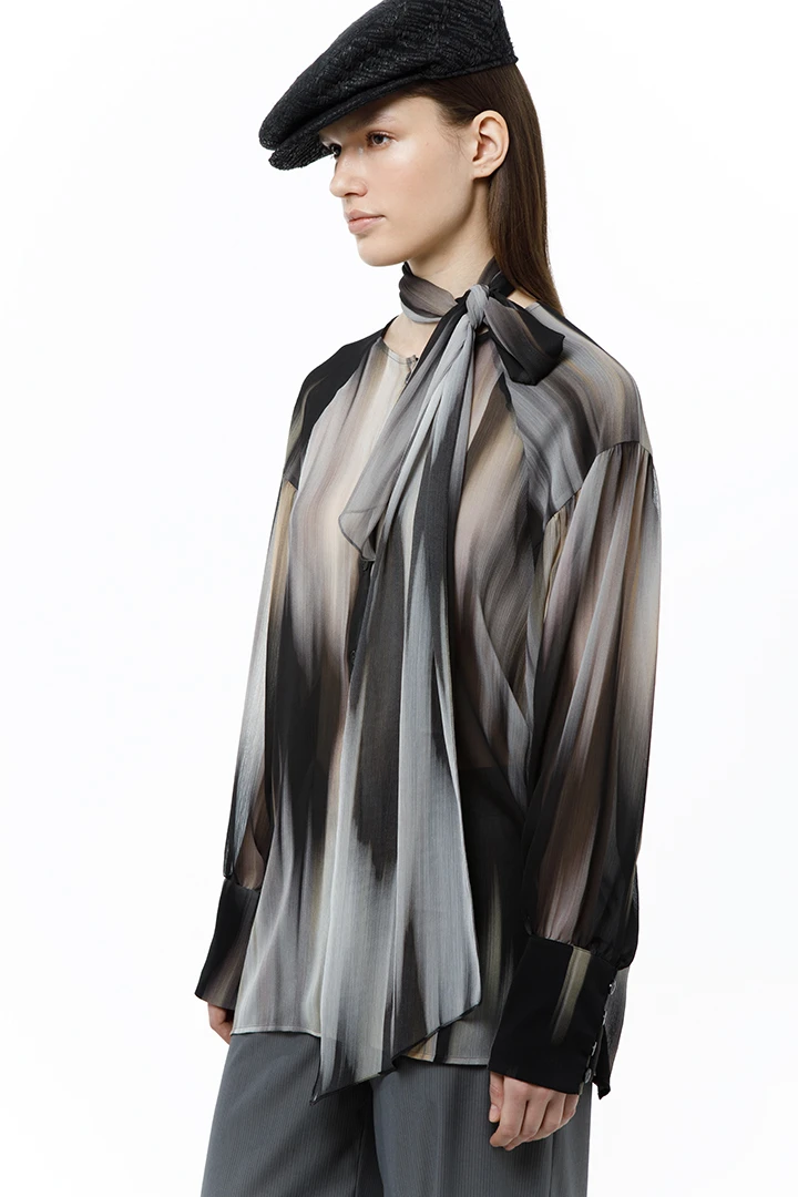 Блуза Lyric (Цвет Чёрно-серый с золотым, Размер 44/S, Состав 100 % полиэстер)