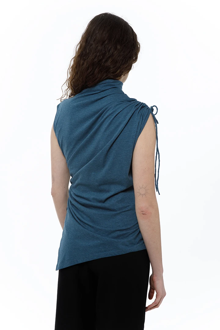 Топ Sorry I`am late (Цвет Морская волна, Размер 44/S, Состав 100%  хлопок)