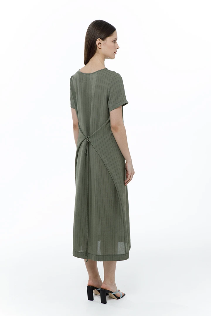 Платье Amore (Цвет Зелёный в полоску, Размер 44/S, Состав 50% Вискоза, 50% Лён)