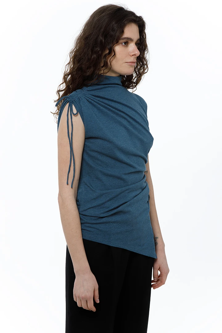 Топ Sorry I`am late (Цвет Морская волна, Размер 44/S, Состав 100%  хлопок)