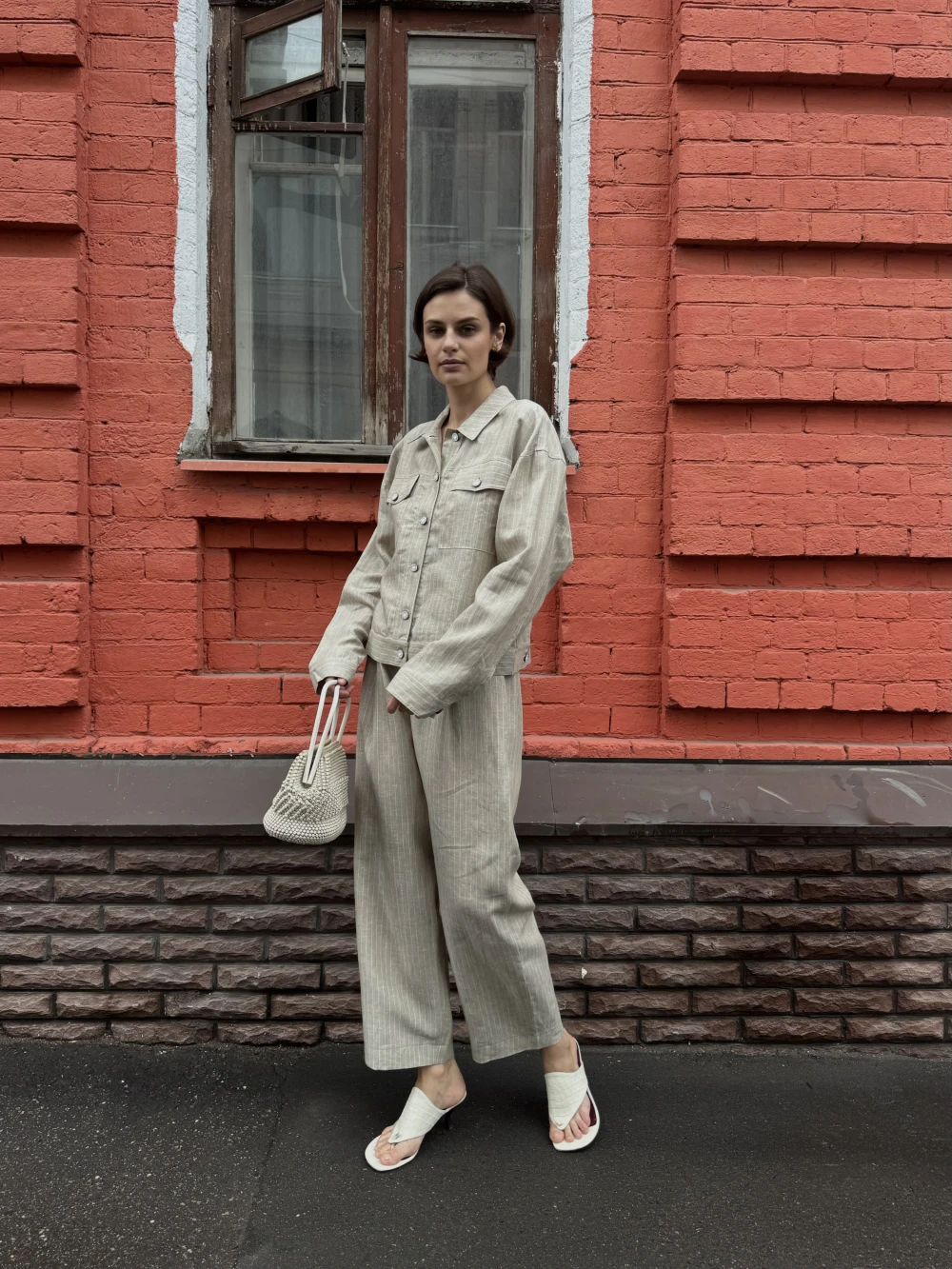 Брюки Alen (Цвет Бежевый, Размер 44/S, Состав 100% лён)