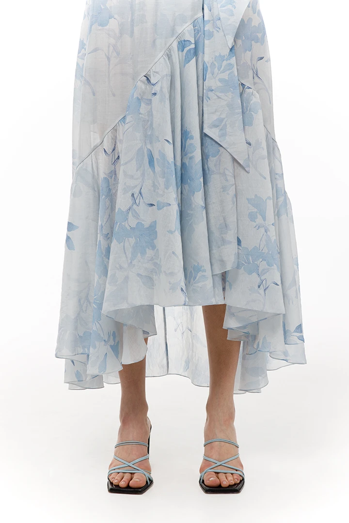 Платье Irsa New (Цвет Голубой с лилиями, Размер 44/S, Состав 75% Тенсел, 25% Нейлон)