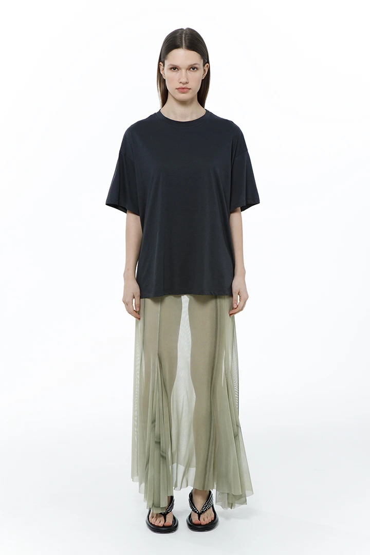 Юбка Crystal (Цвет Зелёный в полоску, Размер 44/S, Состав 100% полиамид)