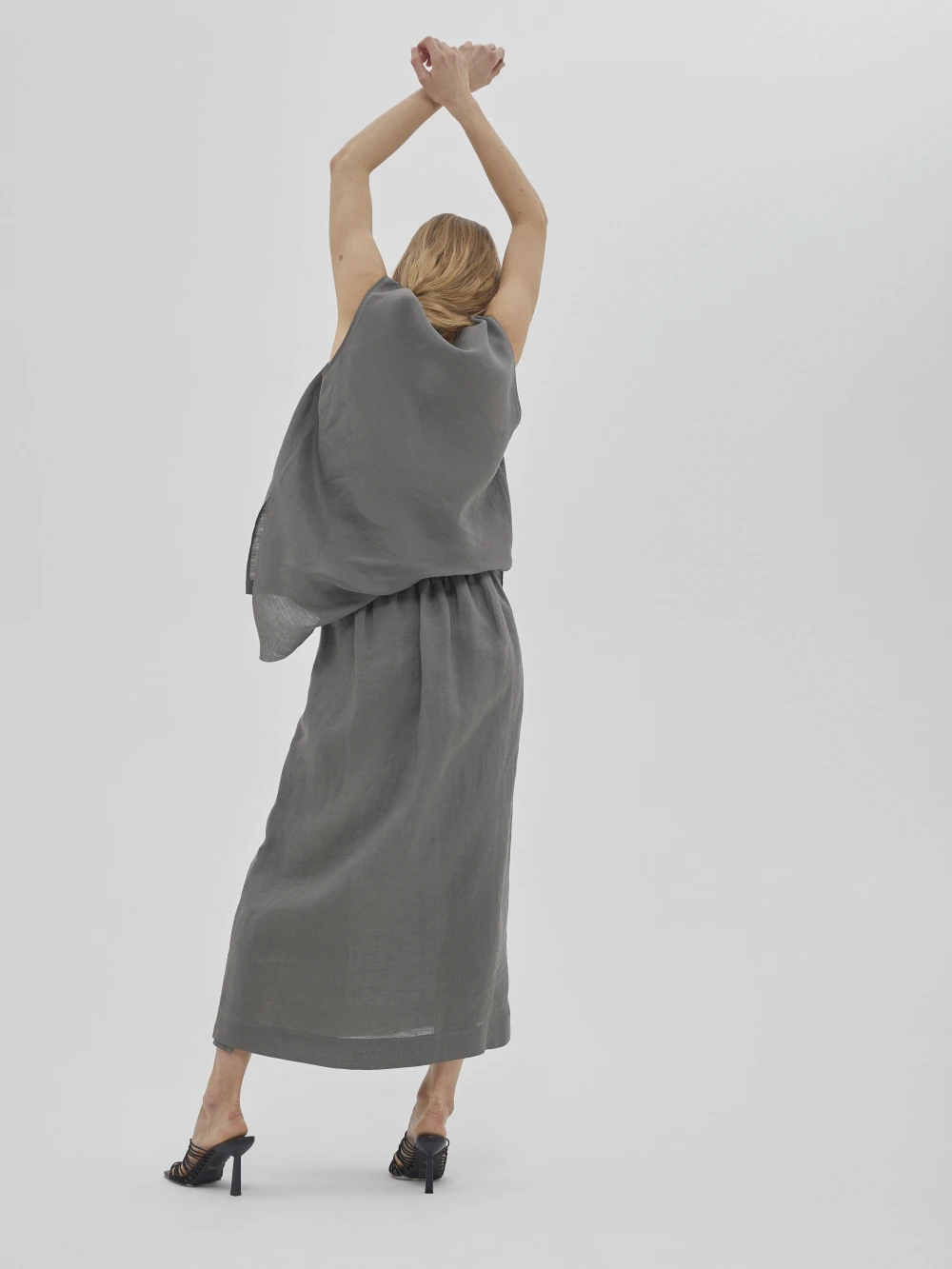 Юбка Lov (Цвет Серый в полоску, Размер XL, Состав 100% лён)