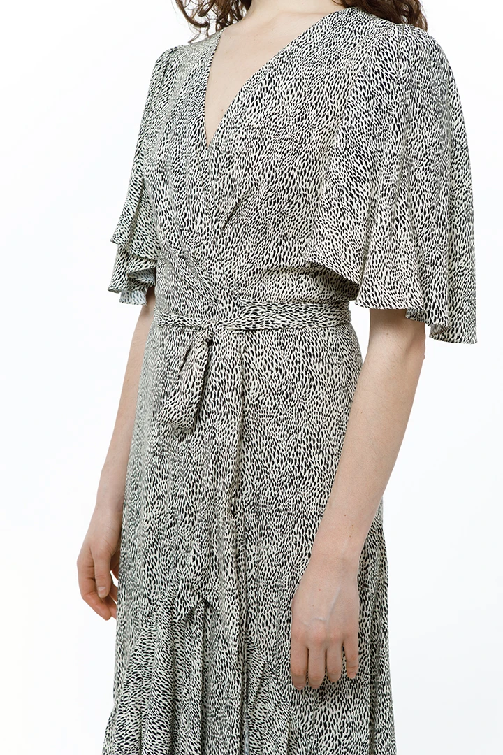 Платье Irsa ( Цвет Бежево-чёрный принт )