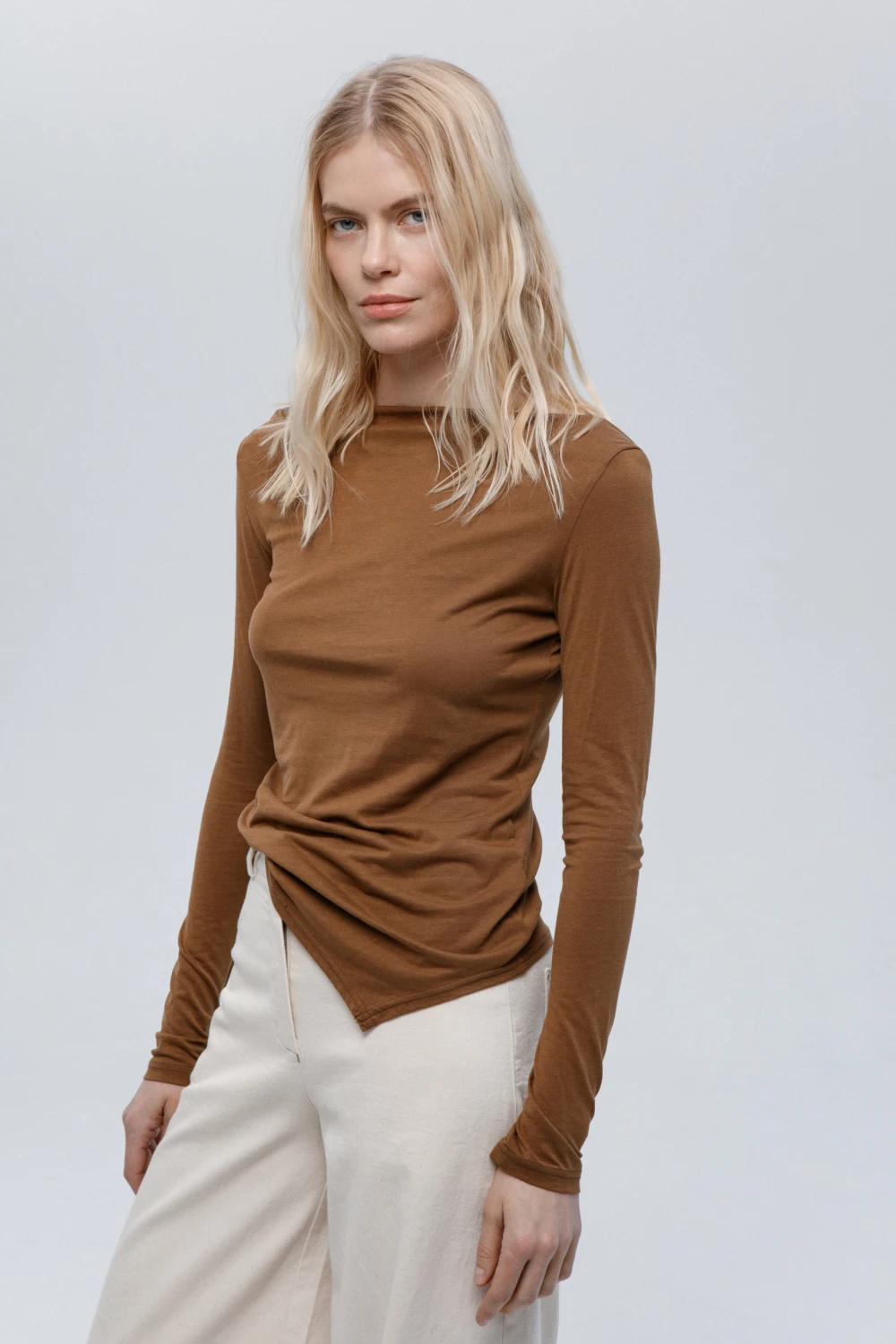 Лонгслив Sister (Цвет Кэмел, Размер 44/S, Состав 100% Хлопок)