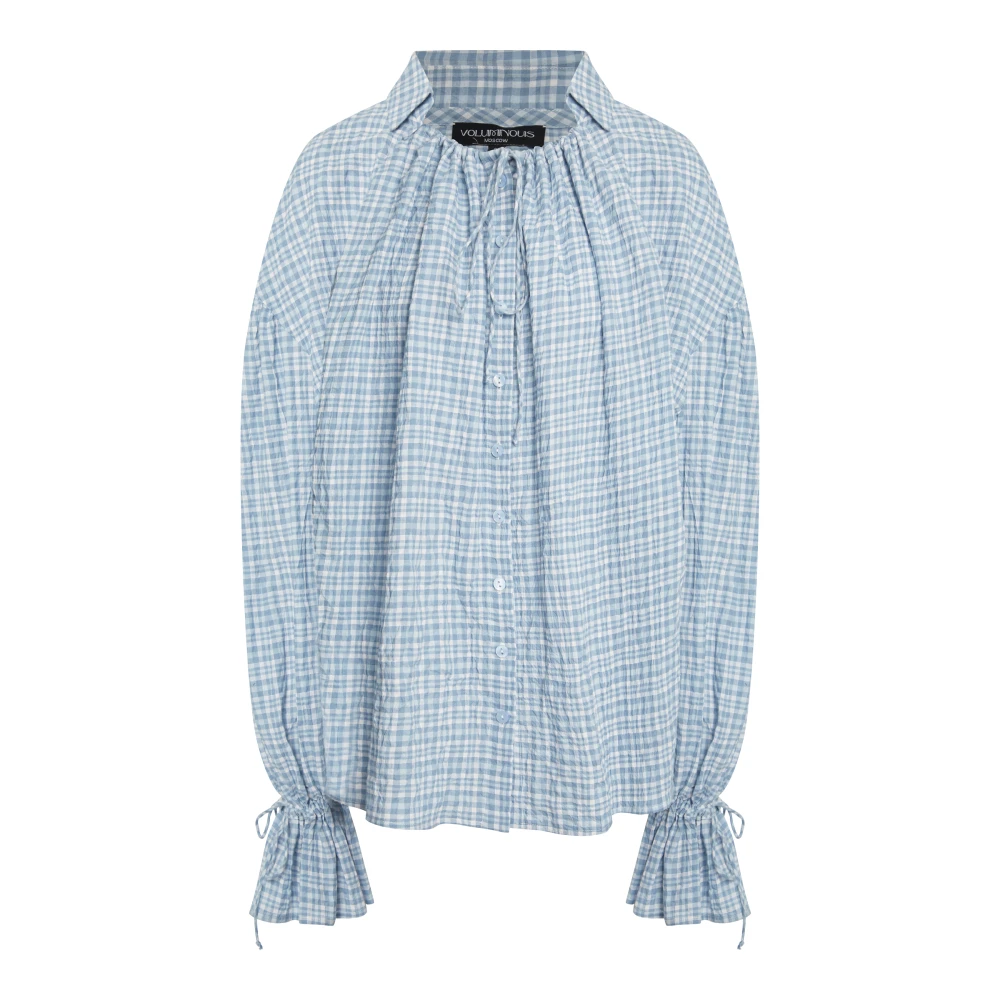 Блузка TGIF (Цвет Голубой в клетку, Размер 46/M)