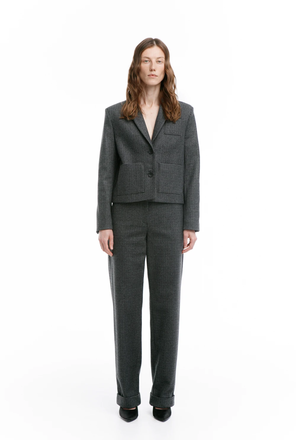 Жакет FOLK ( Цвет Серый в клетку )