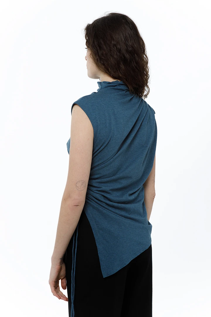 Топ Sorry I`am late (Цвет Морская волна, Размер 44/S, Состав 100%  хлопок)