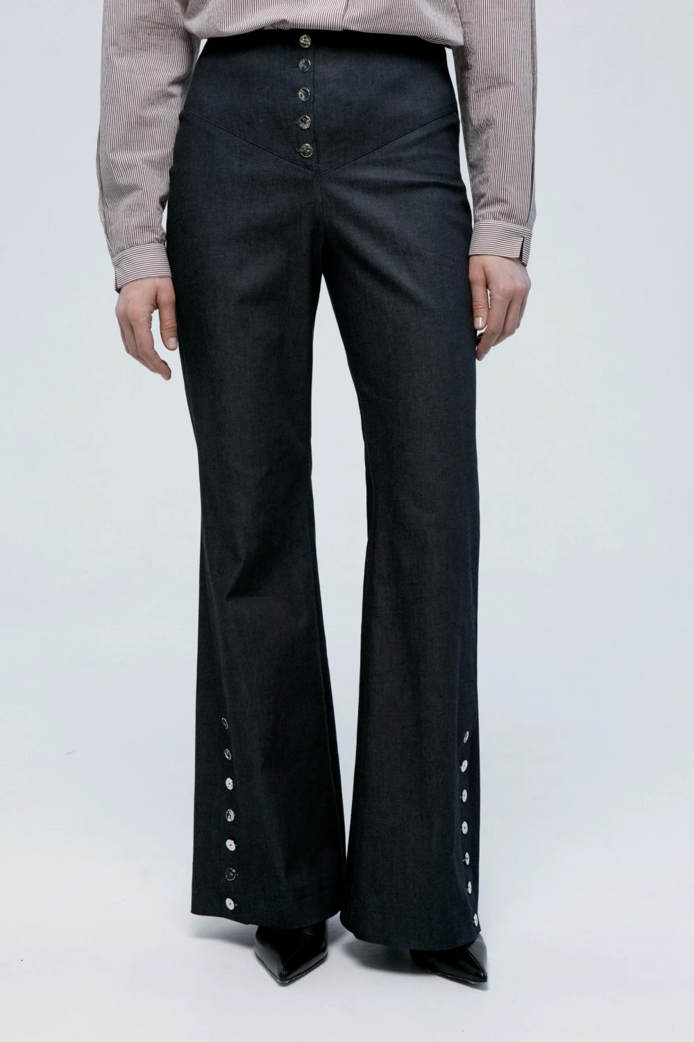 Брюки Bootcut (Цвет Тёмно-синий, Размер 44/S, Состав 98% хлопок, 2% эластан)