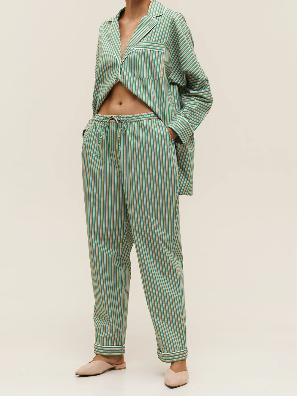 Костюм Aysha (Цвет Зелёный в полоску, Размер S, Состав 100% хлопок)