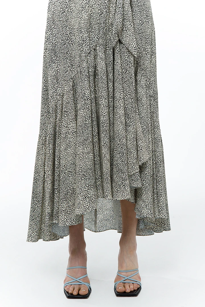 Платье Irsa ( Цвет Бежево-чёрный принт )