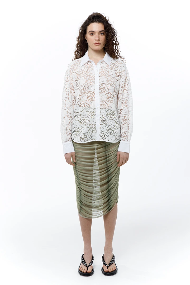 Блузка Romance (Цвет Белое-кружево, Размер 44/S, Состав 70% вискоза, 25% хлопок, 5% полиамид)