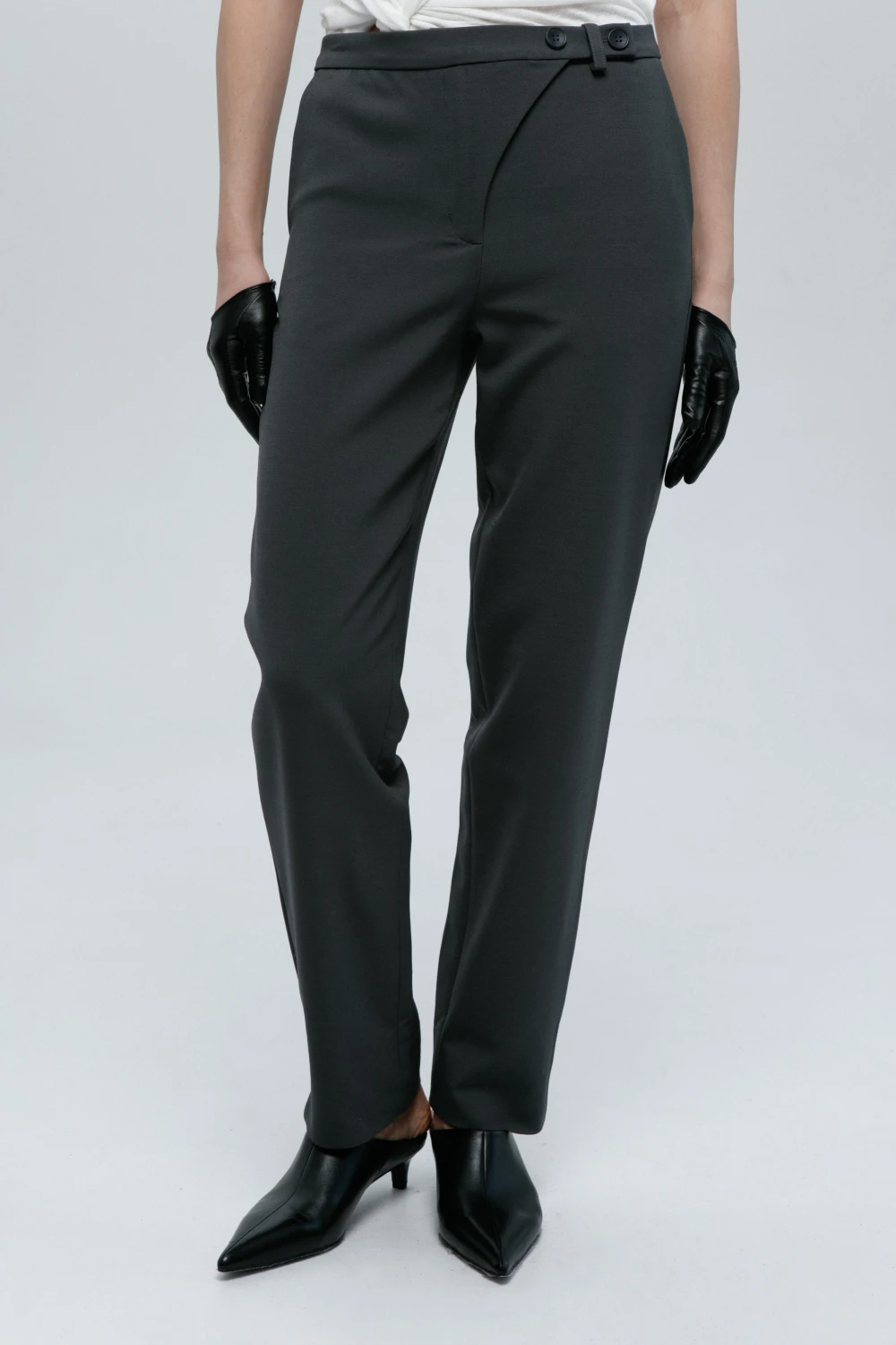 Брюки Nicoli (Цвет Тёмно-серый, Размер 44/S, Состав 75% Полиэстер, 18% Вискоза, 7% Эластан)