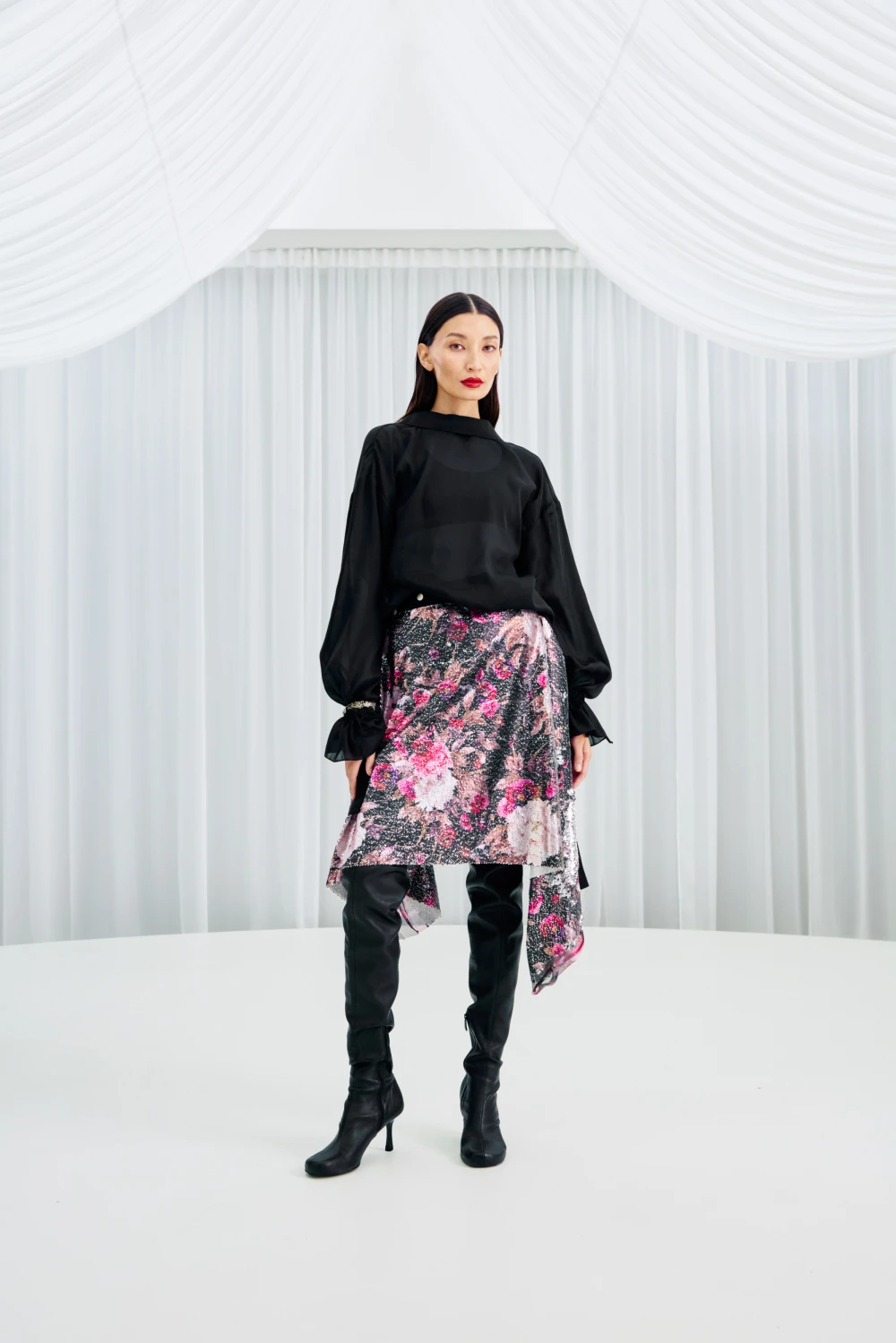 Юбка Winter Garden ( Цвет Чёрный с цветами )