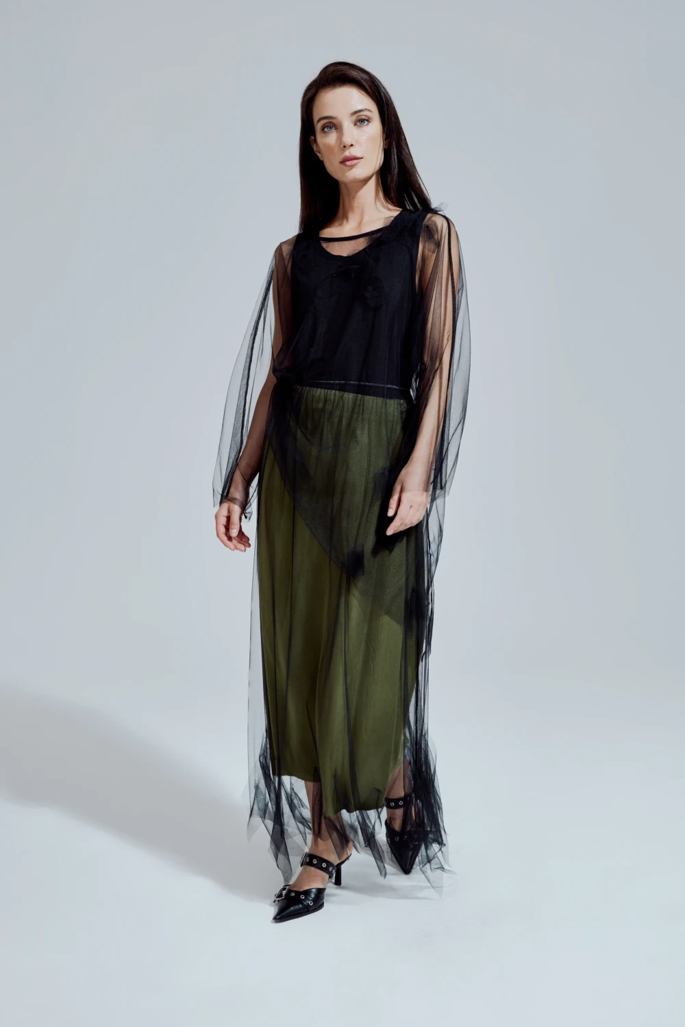 Юбка Ganna (Цвет Хаки, Размер 44/S, Состав 100% купро)