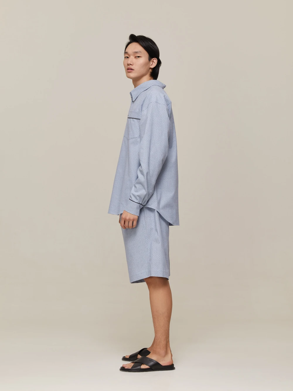 Пижама мужская Aries (Цвет Голубой с узором, Размер L, Состав 100% хлопок)