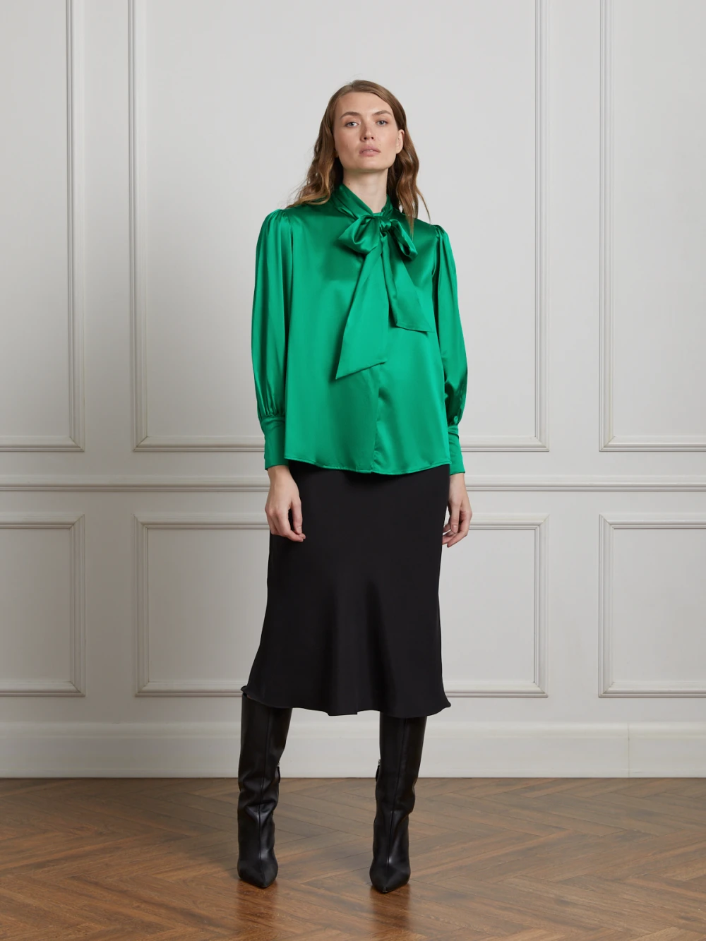 Блузка Tea (Цвет Зелёный, Размер S, Состав 97% шёлк, 3% эластан)