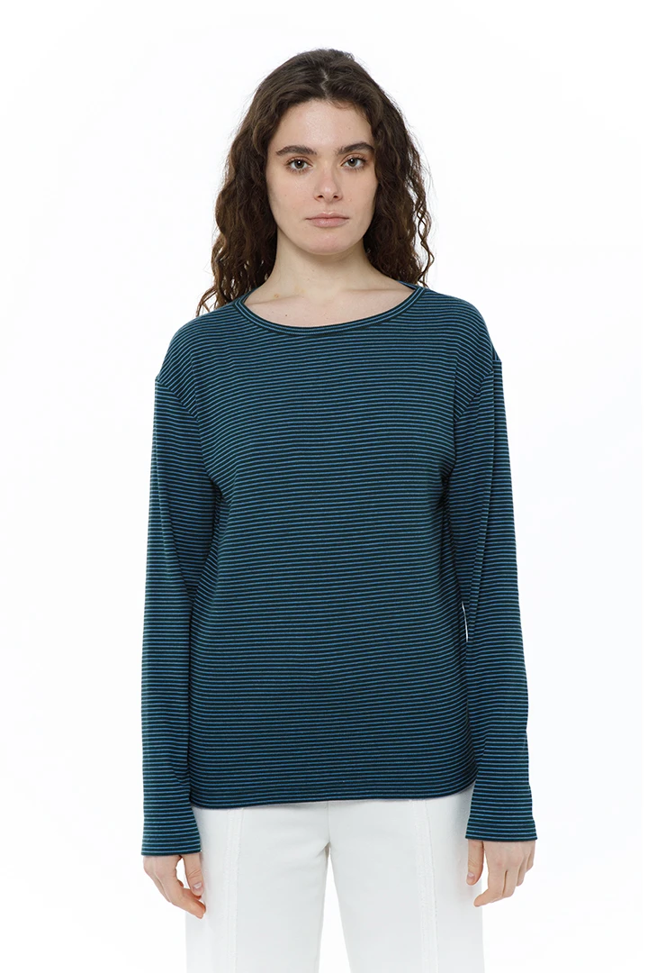 Лонгслив Dad's ( Цвет Зелёный в голубую полоску )