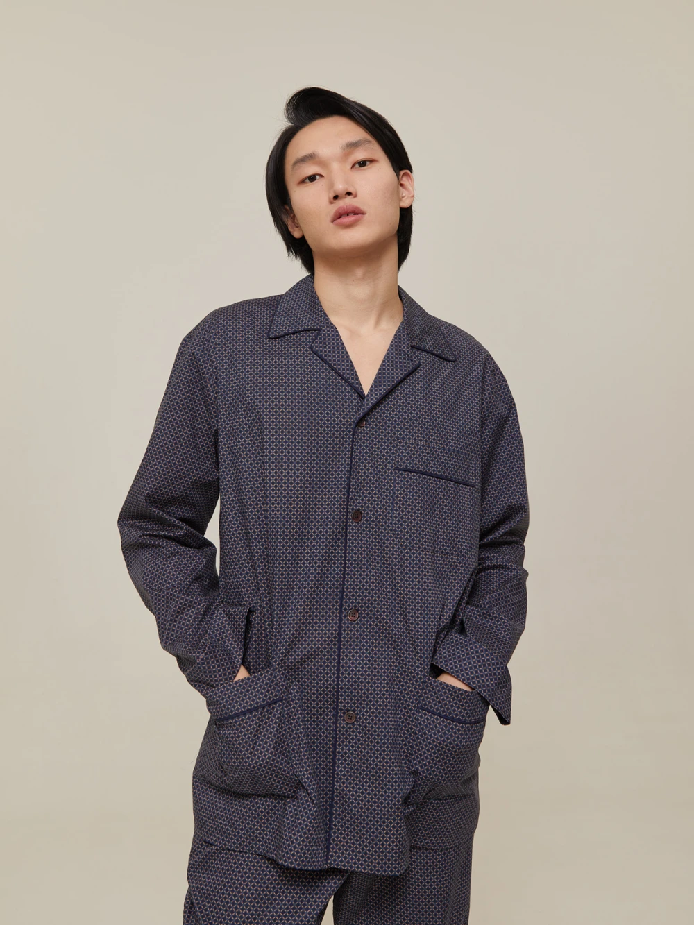 Пижама мужская Ulf (Цвет Тёмно-синий с узором, Размер L, Состав 100% хлопок)