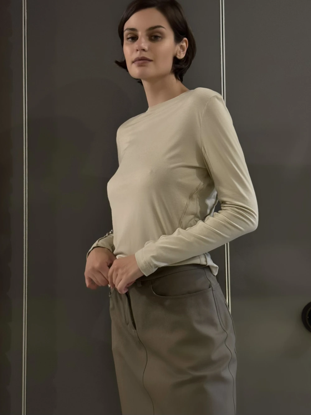 Лонгслив Devon (Цвет Светло-бежевый, Размер 44/S, Состав 95% вискоза, 5% эластан)