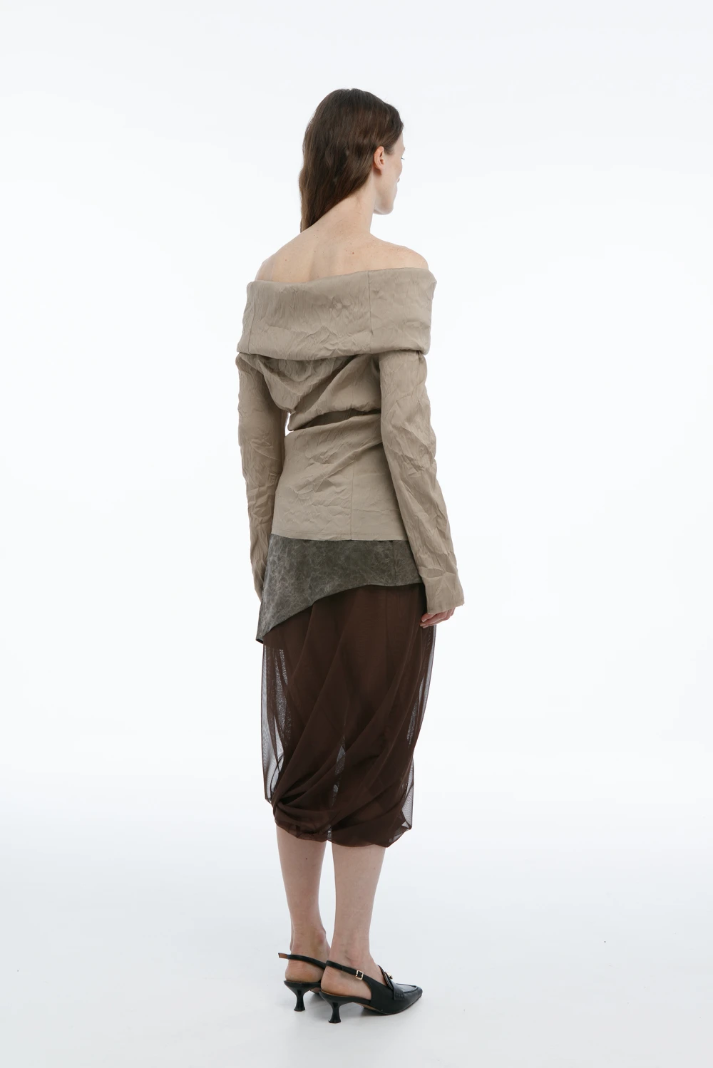 Лонгслив OAK (Цвет Бежевый, Размер 44/S, Состав 95% шёлк, 5% эластан)